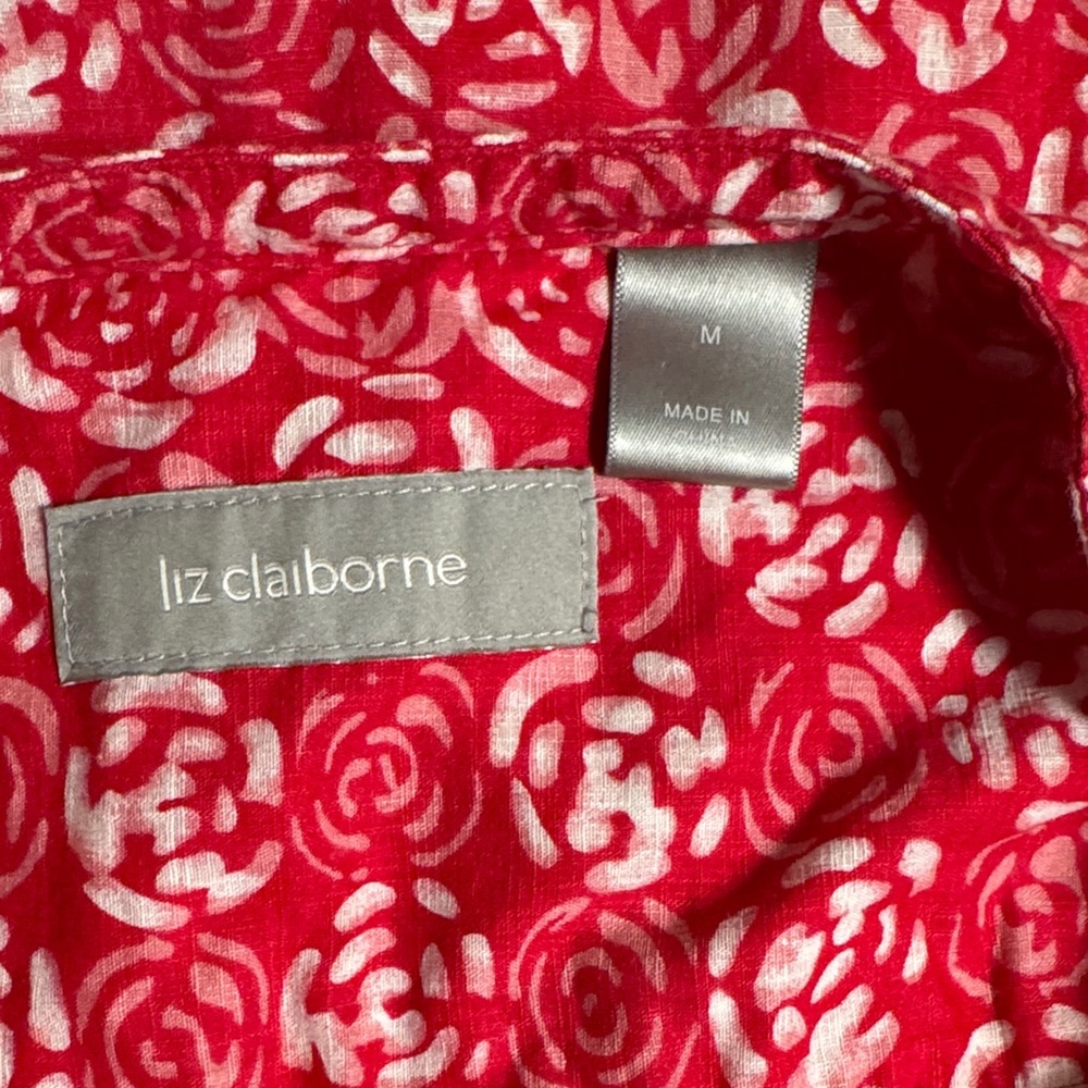 Floral Pink and White Blouse by Liz Claiborne Size Medium - Picture 10 of 12